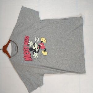 Disney Gray Mickey Mouse Short Sleeve Tee with Screen print Logo